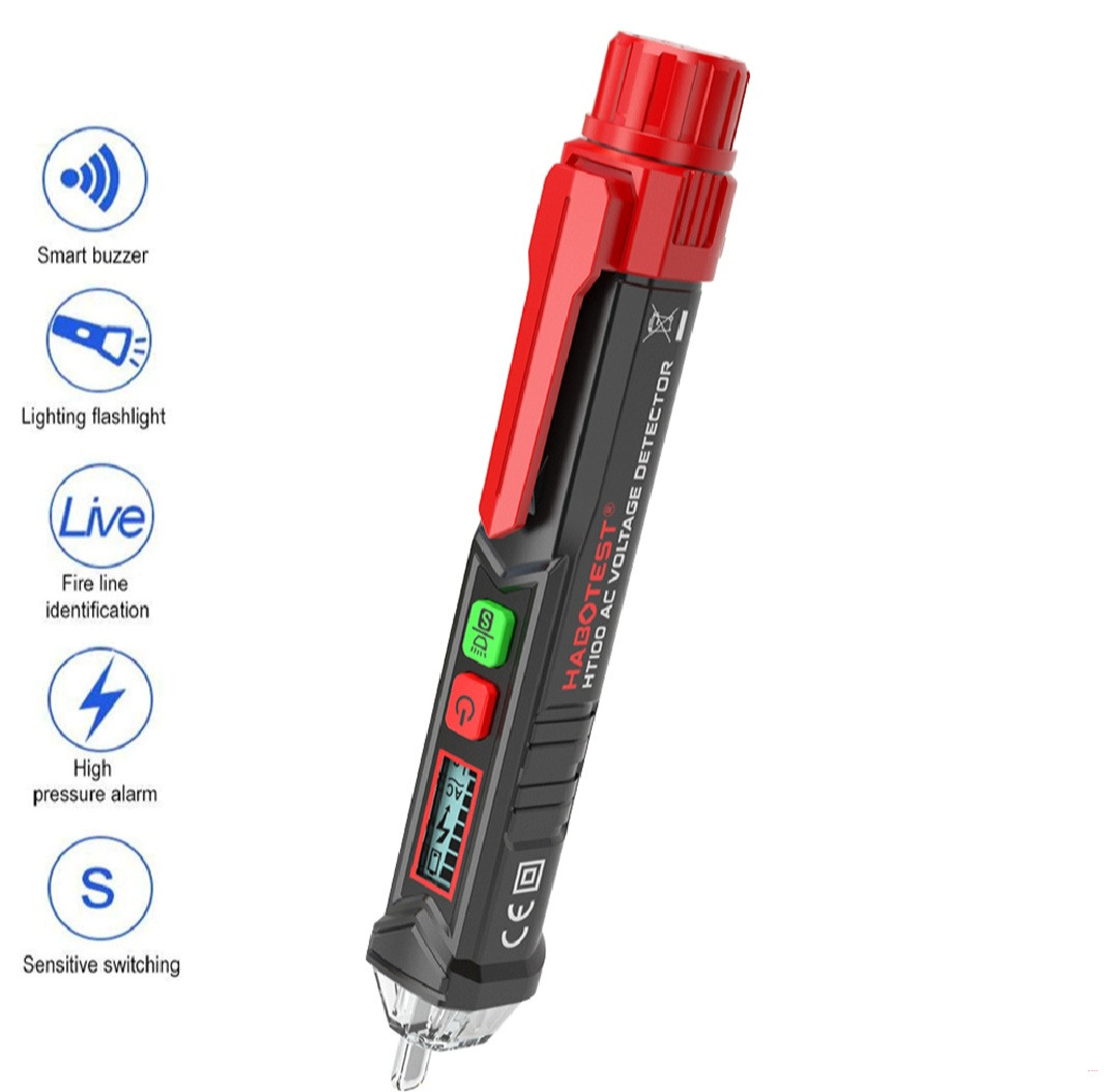 HABOTEST HT100 Non-contact Voltage Detector AC/12-1000V Non-contact Test Pencil Circuit Breaker Finder Electroscope.