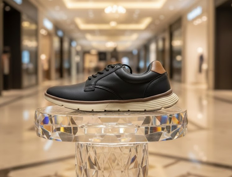 Men's Black & Tan Semi-Formal Casual Leather Shoes