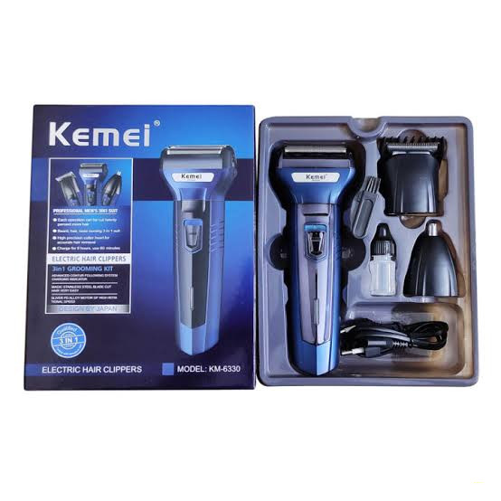 Kemei Km-6330 3 In 1 Professional Hair Trimmer Super Grooming Kit Shaver Clipper Nose Trimmer