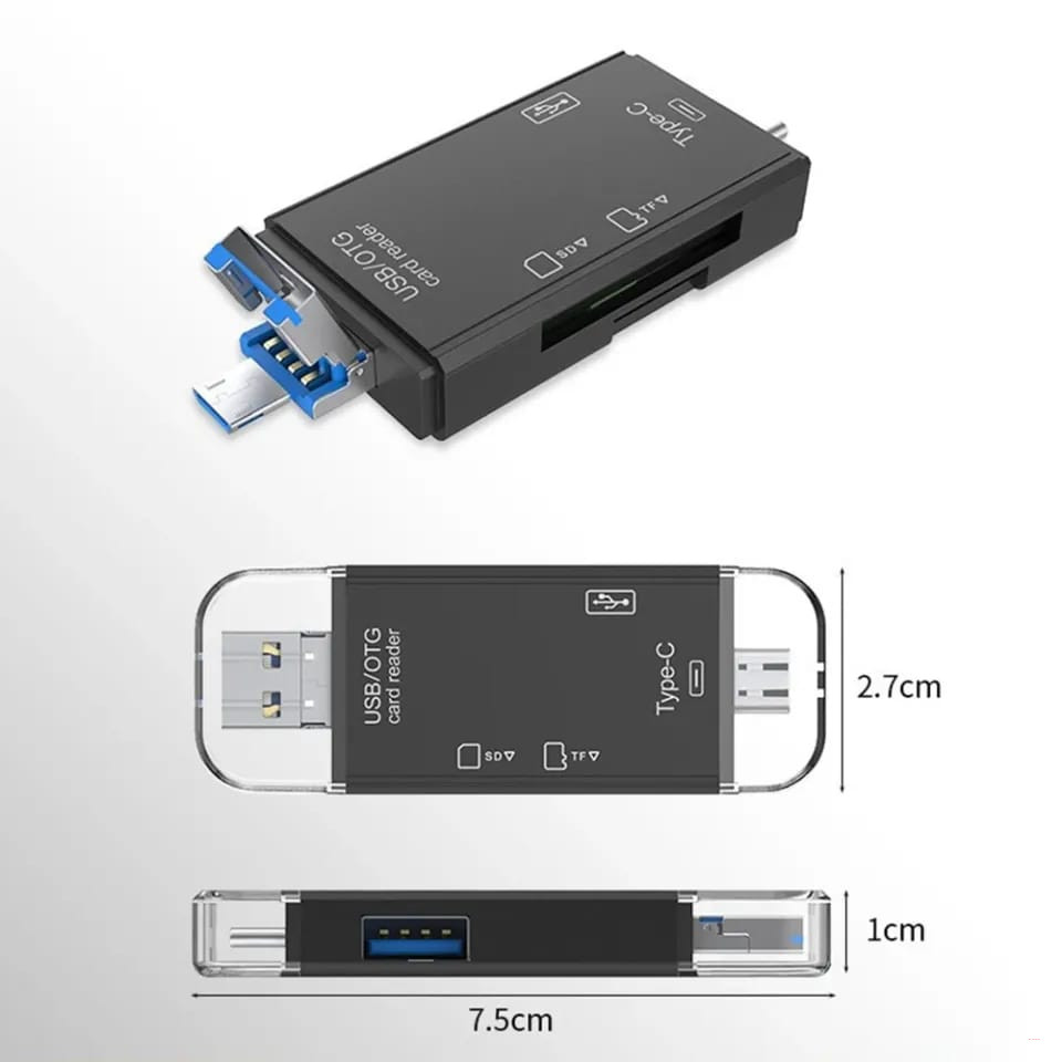 6 In 1 OTG Card Reader (Type-C Micro USB)